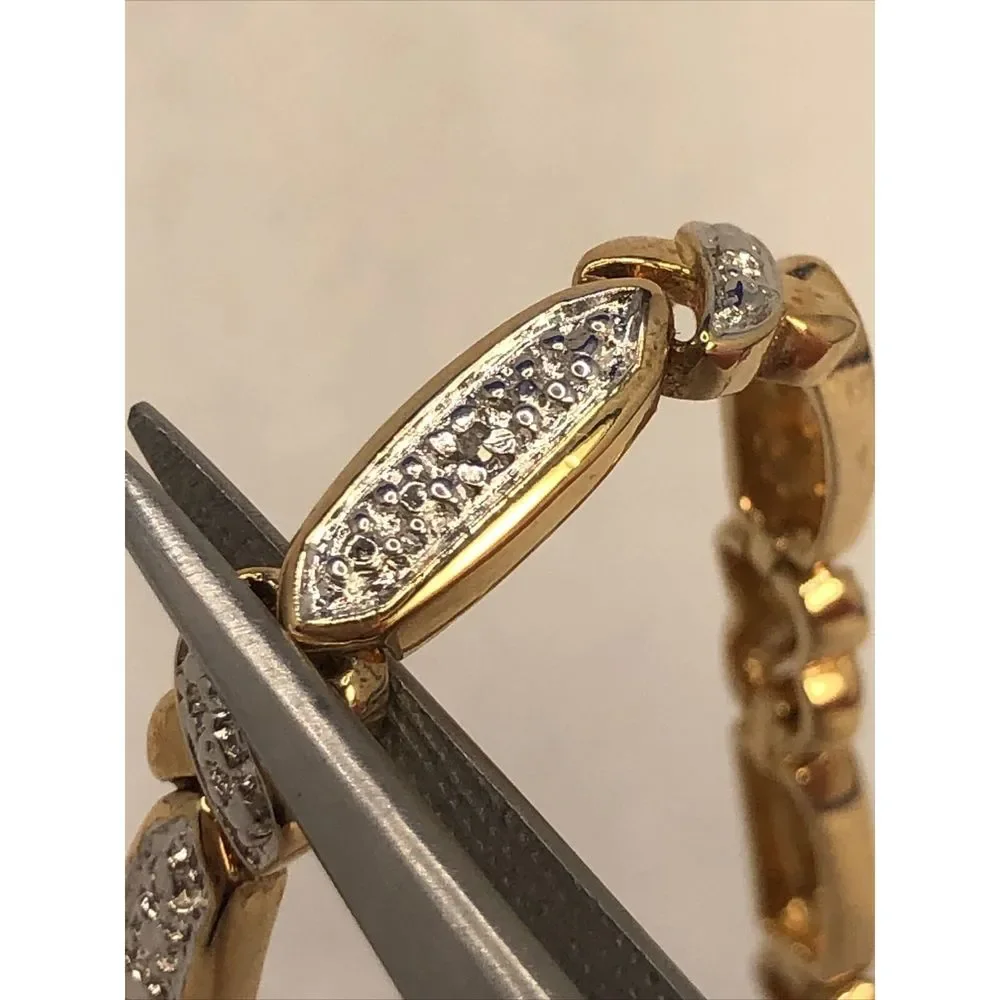 Designer 925 Sterling Silver Vermeil Two Tone Diamond Tennis Bracelet